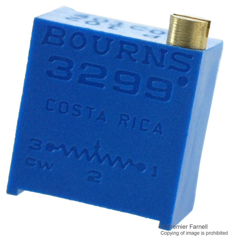 BOURNS 3299P-1-102LF TRIMMER POTENTIOMETER, 1KOHM 25TURN THROUGH HOLE