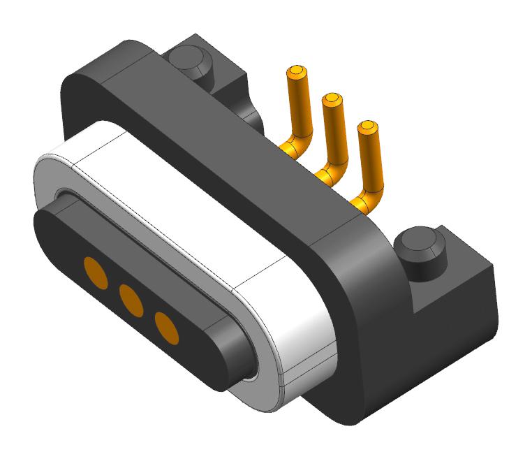 Multicomp PRO MP009332 Magnetic Connector 3 Contacts Receptacle Right Angle 1.6 mm 2 A Black