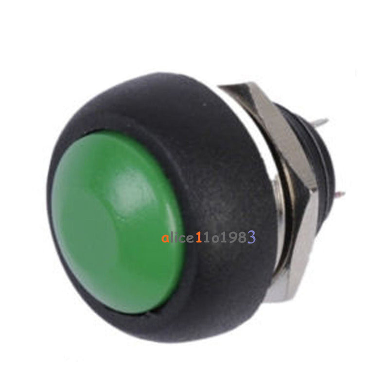 Tanotis  12mm Waterproof Momentary ON/OFF Push Button Mini Round Switch Green