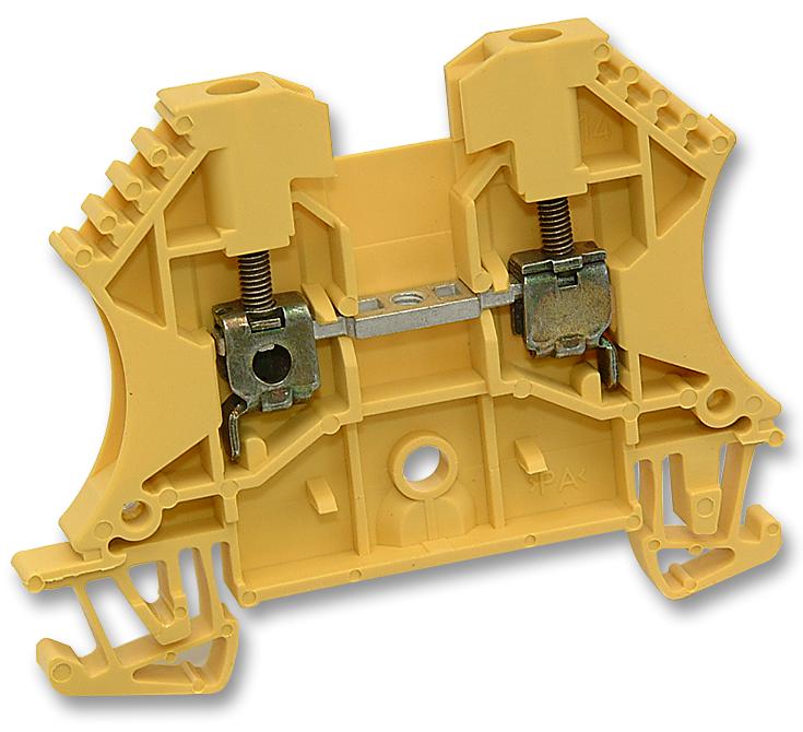 Weidmuller 102002 WDU2.5 YELLOW 102002 YELLOW DIN Rail Mount Terminal Block 2 Ways 30 AWG 12 2.5 mm&Acirc;&sup2; Screw 24 A