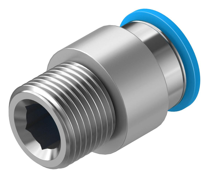 Festo 153020 Pneumatic Fitting Push-In Straight Connector R3/8 14 bar 12 mm Brass QS