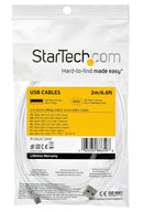 Startech RUSB2AC2MW USB Cable Type A Plug to C 2 m 6.6 ft 2.0 White