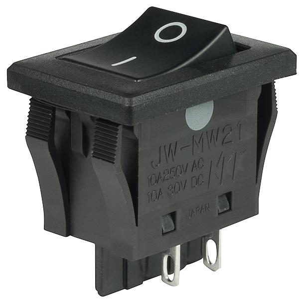 NKK Switches JWMW21RA2A Switch Rocker Dpst 10A 250VAC Black