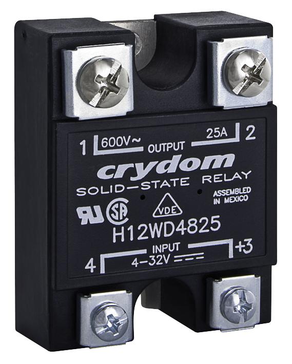 SENSATA/CRYDOM H12D4825 Solid State Relay SPST-NO 25 A 530 VAC Panel Screw Zero Voltage Turn On