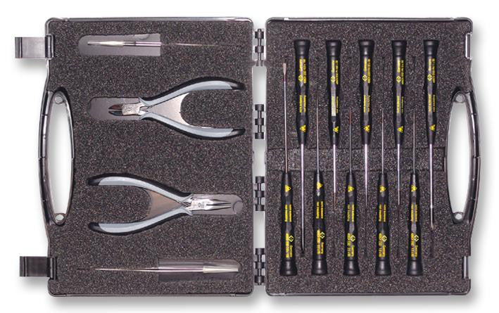 CK TOOLS T3707DX 14 Piece Electronics Hand Tool Kit supplied in a Strong Service Case with Foam Inserts