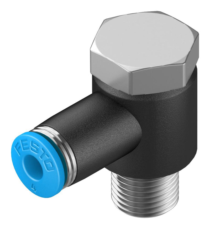Festo QSLV-1/8-4 Pneumatic Fitting Push-In L-Fitting R1/8 14 bar 4 mm PBT (Polybutylene Terephthalate) Qslv