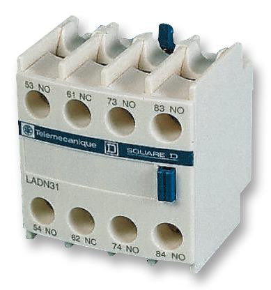 SCHNEIDER ELECTRIC / TELEMECANIQUE LADN31 Contact Block, 3NO/1NC, 10 A, 690 VAC, 4 Pole, TeSys Series, Screw Clamp