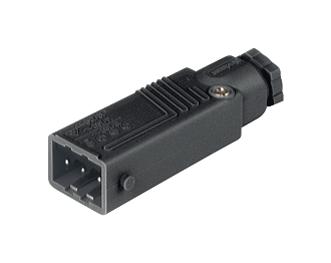 Hirschmann STAS 3 N SCHWARZ/BLACK Rectangular Power Connector Black Contacts ST Cable Mount Screw Plug
