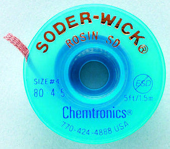 CHEMTRONICS 50-4-25 DESOLDERING BRAID, 7.5M X 2.8MM, COPPER
