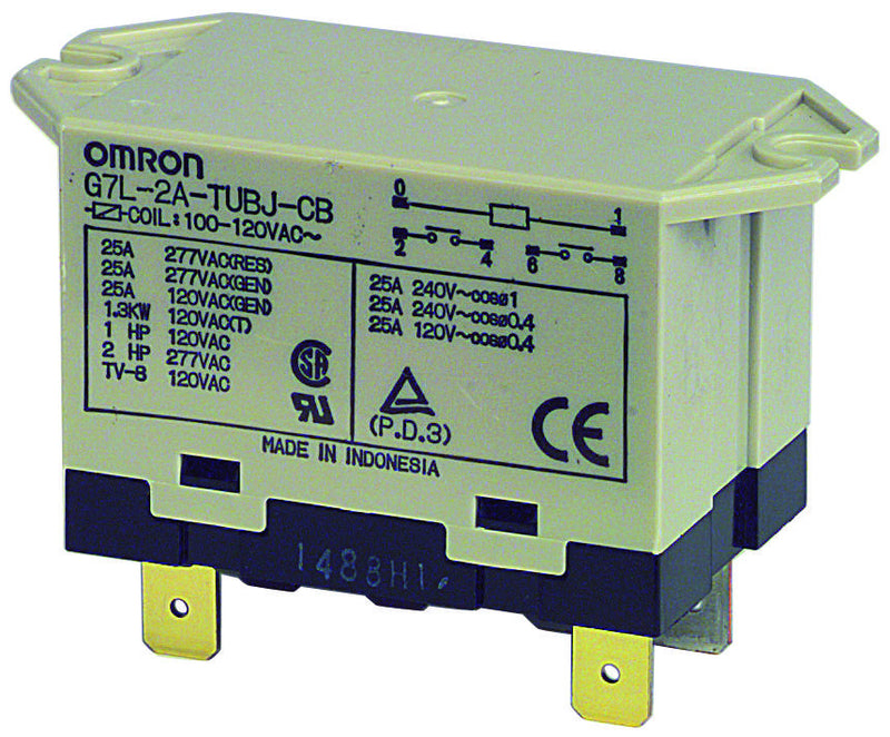OMRON ELECTRONIC COMPONENTS G7L-1A-TUB-J-CB-AC24 RELAY, SPST-NO, 277VAC, 25A