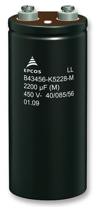 EPCOS B43456A9338M000 Electrolytic Capacitor, Screw, 3300 &micro;F, 400 V, B43456 Series, &plusmn; 20%, Screw, 64.3 mm