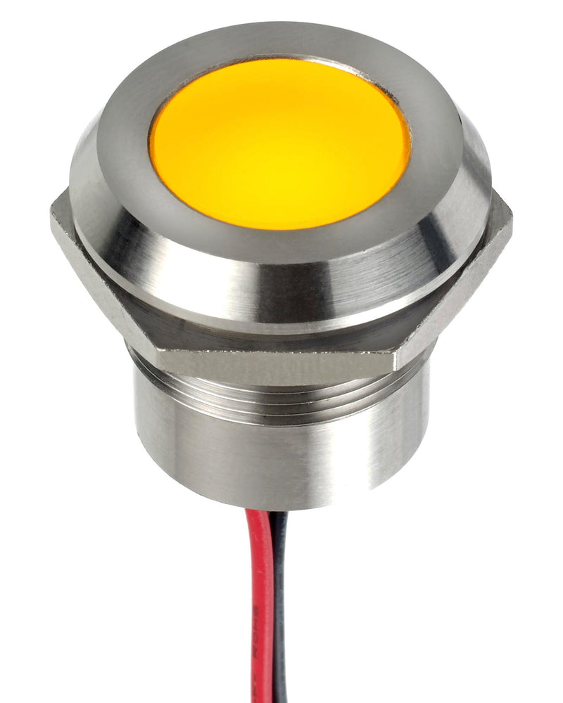 Apem Q22Y5SXXSY24E LED Panel Mount Indicator Yellow 24 VDC 22 mm 40 mA 1.25 cd IP67