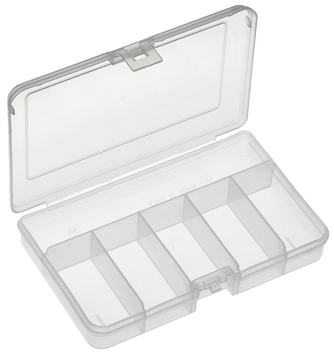 DURATOOL 101BTN STORAGE BOX, 5 COMPARTMENT, TRANSPARENT