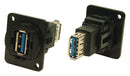 Cliff Electronic Components CP30205NM3B USB Adapter Black Metal Frame M3 Holes Type A Receptacle 3.0