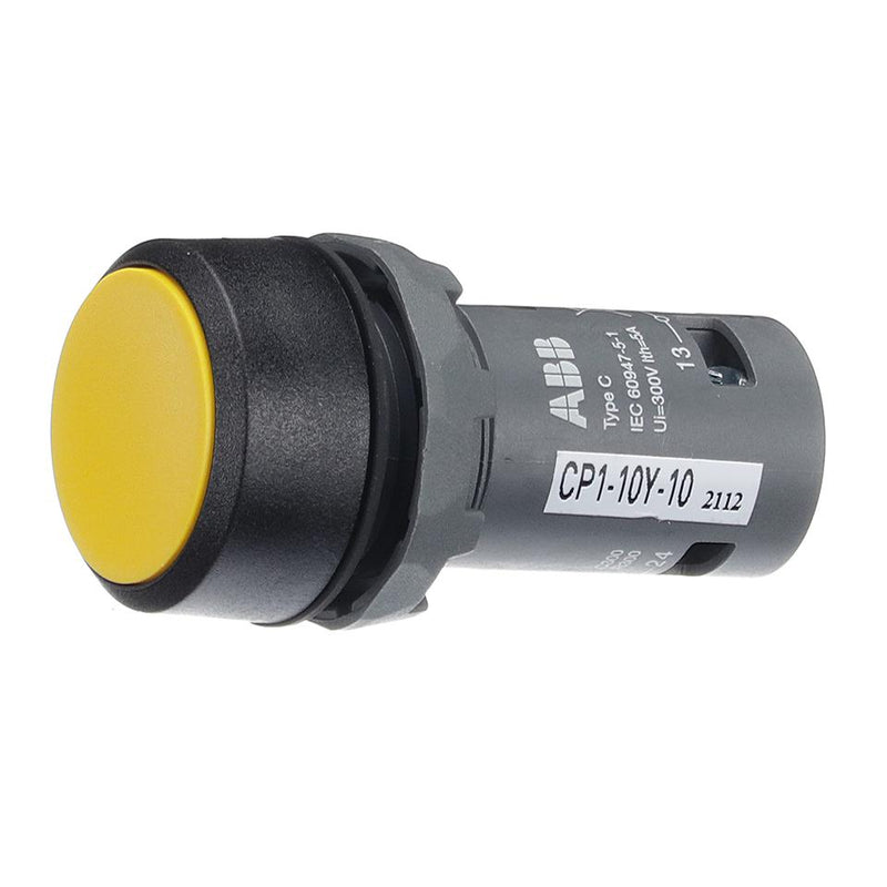 ABB 1SFA619100R1013 Industrial Pushbutton Switch CP1 22.3 mm SPST-NO Momentary Flush Yellow