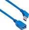 L-COM U3A00048-03M USB Cable Type A Receptacle to 90&deg; Plug 300 mm 11.8 " 3.0 Blue New