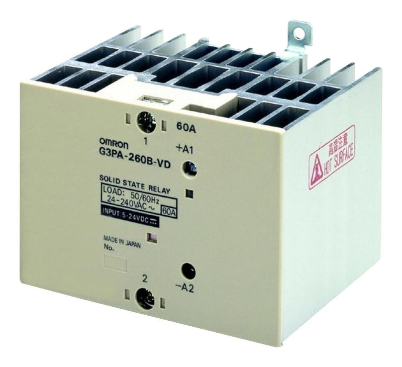 Omron Industrial Automation G3PA-260B-VD DC5-24 Solid State Relay SPST-NO 60 A 240 VAC DIN Rail Screw Zero Crossing