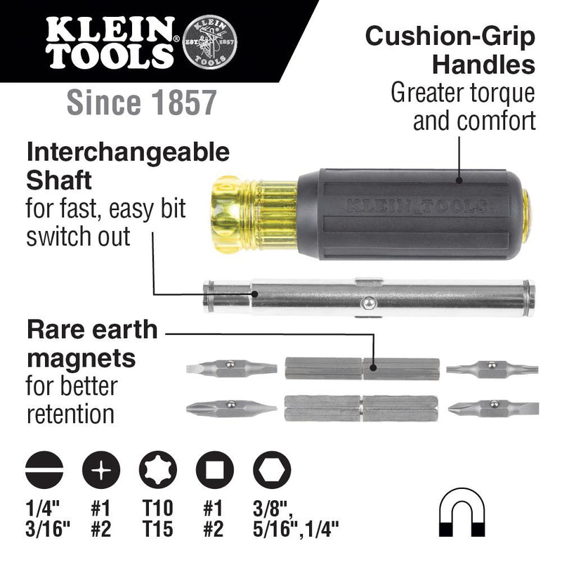 Klein Tools 32500MAG Screwdriver Set Phillips Square Slotted Torx 11 Pieces