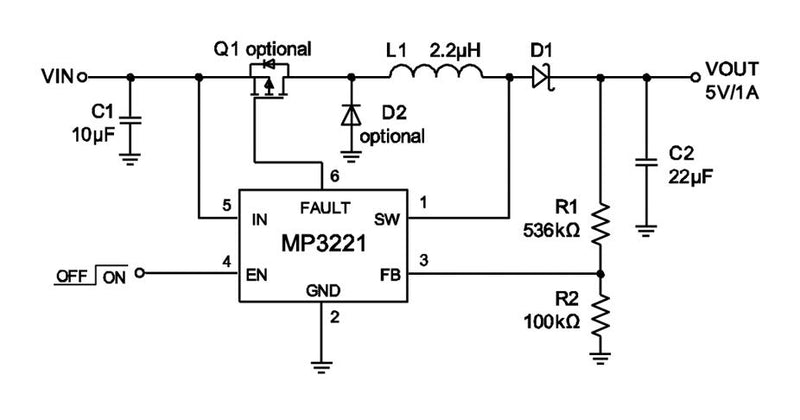 Monolithic Power Systems (MPS) MP3221GJ-P DC-DC Switching Buck (Step Down) Regulator 2.5V-6V in 3V to 6V out 2.7A 1.2MHz TSOT-23-6 New