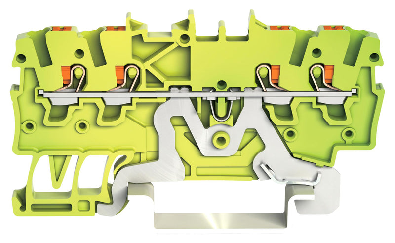 Wago 2201-1407 DIN Rail Mount Terminal Block 4 Ways 22 AWG 14 1.5 mm&sup2; Push In 18 A