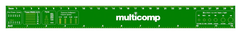 Multicomp MC011005 PCB Ruler V2.0 2-LAY 308.7MM X 31.3MM