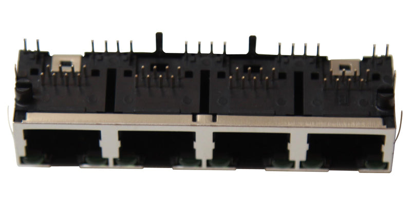 Amphenol Communications Solutions RJHSE-5385-04 Modular Connector RJ45 Jack 1 x 4 (Ganged) 8P8C Cat5 Through Hole Mount