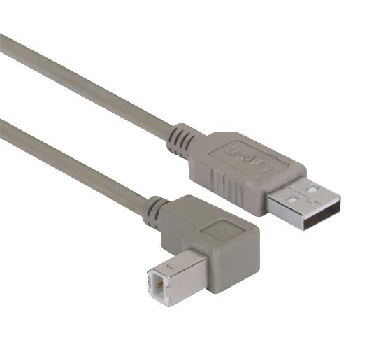 L-COM CAA-90DB-05M USB Cable Type A Plug to B 500 mm 19.7 " Grey New