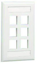 PANDUIT NK6FWHY VERTICAL FACEPLATE, 6 MODULE, WHITE