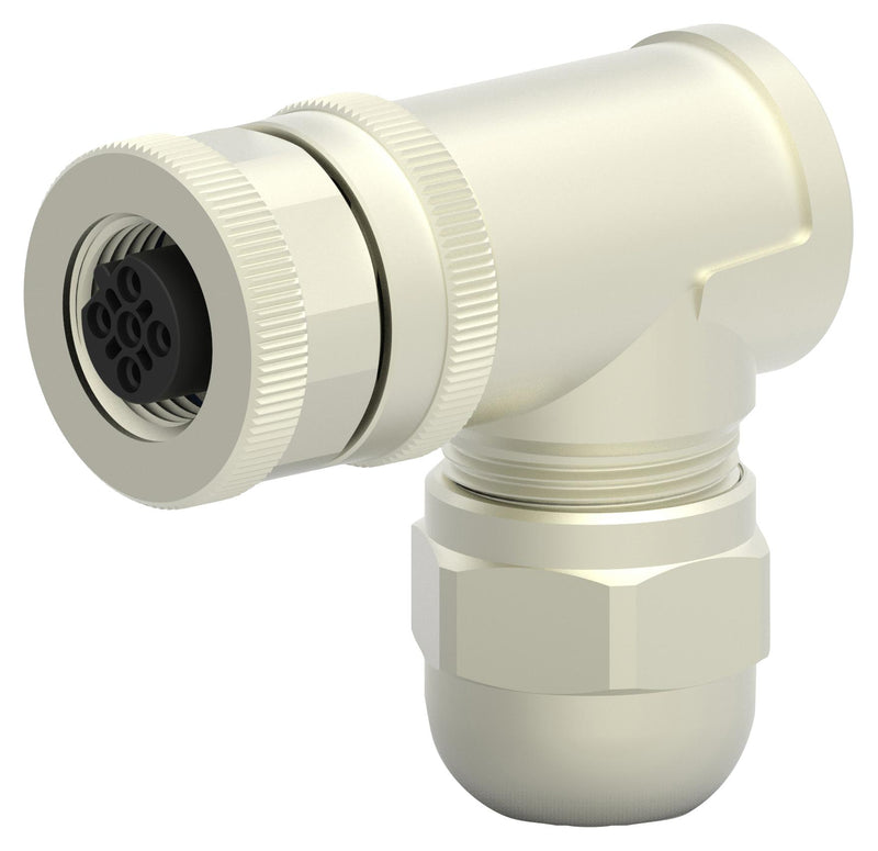 TE Connectivity T4112412051-000 Sensor Connector M12 Receptacle 5 Contacts Screw Socket Right Angle Cable Mount