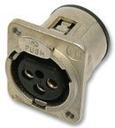 NEUTRIK NC3FDM3H XLR Audio Connector, 3 Contacts, Socket, Panel Mount, Gold Plated Contacts, Metal Body, D Series
