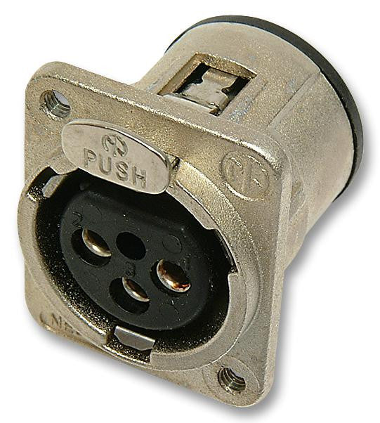 NEUTRIK NC3FDM3H XLR Audio Connector, 3 Contacts, Socket, Panel Mount, Gold Plated Contacts, Metal Body, D Series