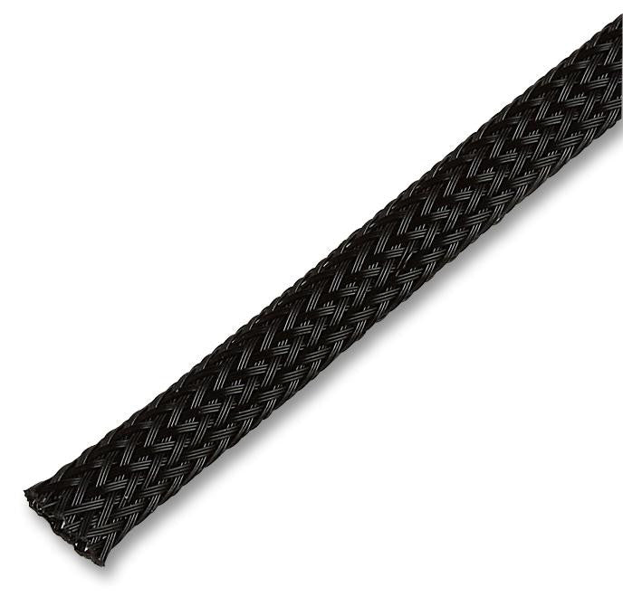 PRO POWER PET5BK50MR Sleeving, Expandable, Braided, 50 m, 164 ft, 9 mm, PE (Polyester), Black
