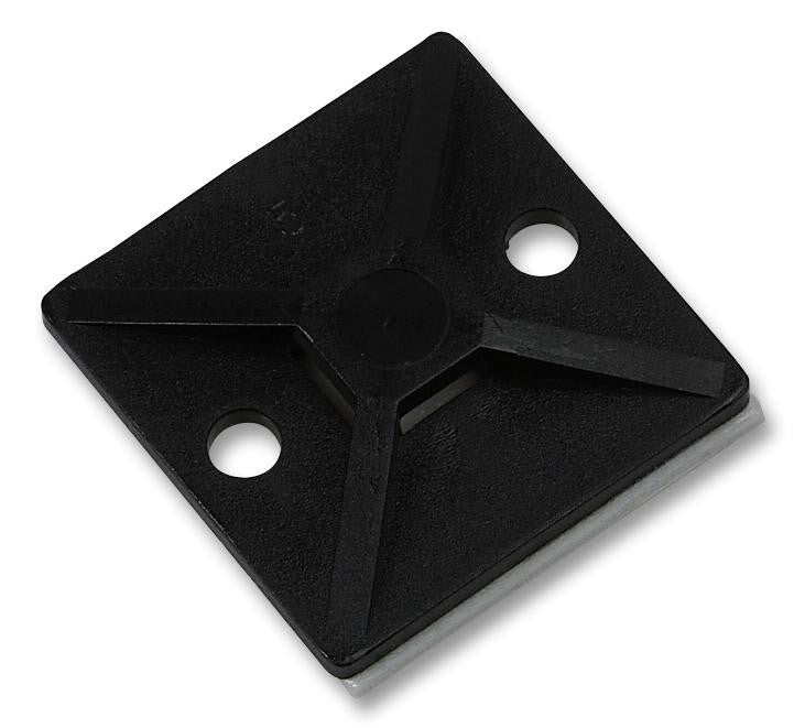 HELLERMANNTYTON MB4A-BLK(50 PACK) Cable Tie Mount, 4 mm, Adhesive, Screw, Nylon 6.6 (Polyamide 6.6), Black