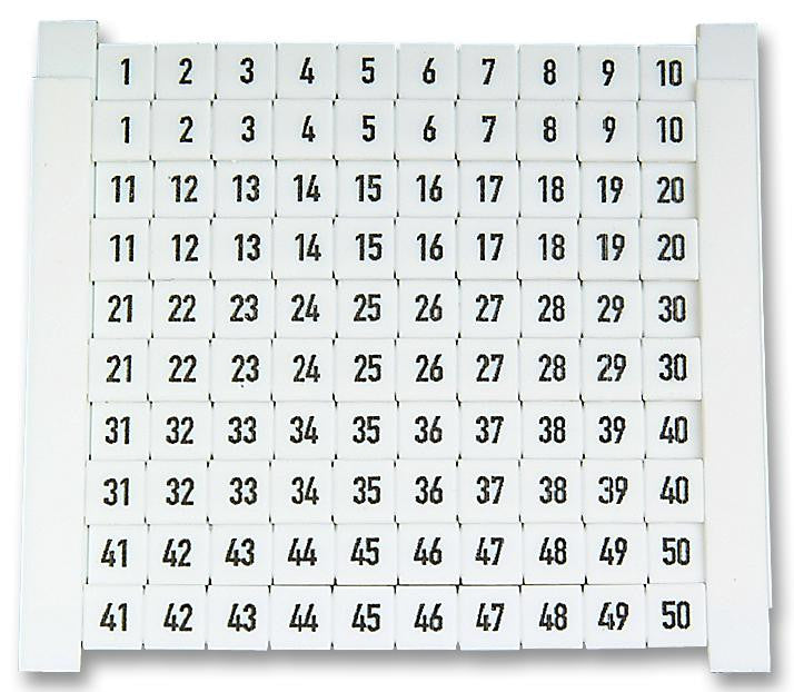 WEIDMULLER DEK5-047346 5FW Terminal Block Marker, Marker Card, Terminal Blocks, 1 - 50, 5 mm