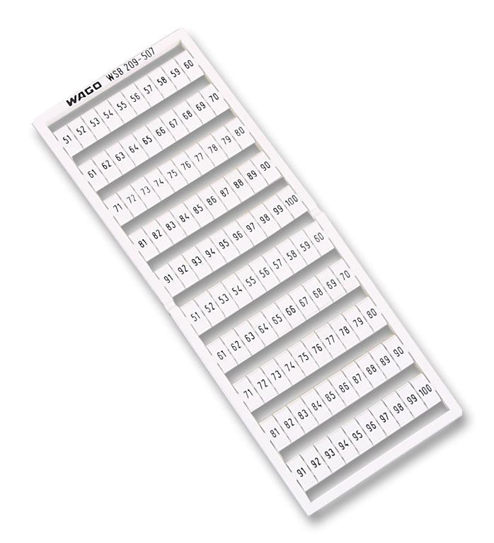 WAGO 209-507 Terminal Block Marker, Terminal Block Marker Card, 51-100