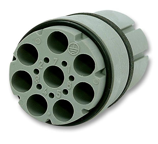 HARTING 09 15 007 3101 Circular Connector Insert, R15 Series, 7 Contacts, Socket, Crimp, Silver Plated Contacts