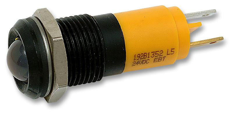 CML INNOVATIVE TECHNOLOGIES 192B1352 LED Panel Mount Indicator, Black Chrome Bezel, Yellow, 24 V, 14 mm, 17 mA, 40 mcd, IP67