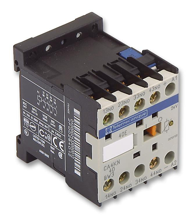 SCHNEIDER ELECTRIC / TELEMECANIQUE CA3KN40BD Contactor, 4NO, DIN Rail, 600 VAC, 24 V