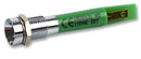 CML INNOVATIVE TECHNOLOGIES 19500231 LED Panel Mount Indicator, Satin Chrome Bezel, Green, 230 VAC, 8 mm, 3 mA, 5 mcd, IP67