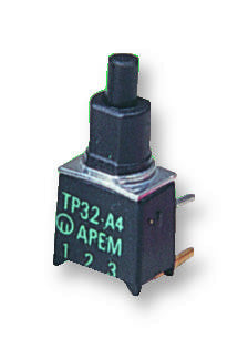 APEM TP33W0080 Pushbutton Switch, Off-(On), SPDT, 20 V, 20 V, -500 mA, Solder