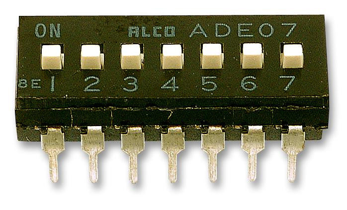 TE CONNECTIVITY ADE0704 DIP / SIP Switch, 7 Circuits, SPST, Through Hole, AD Series, DIP Unsealed, 24 VDC