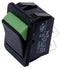 ARCOLECTRIC C1350XB BLK/GRN Rocker Switch, Non Illuminated, DPST, Off-On, Black, Green, Panel, 20 A