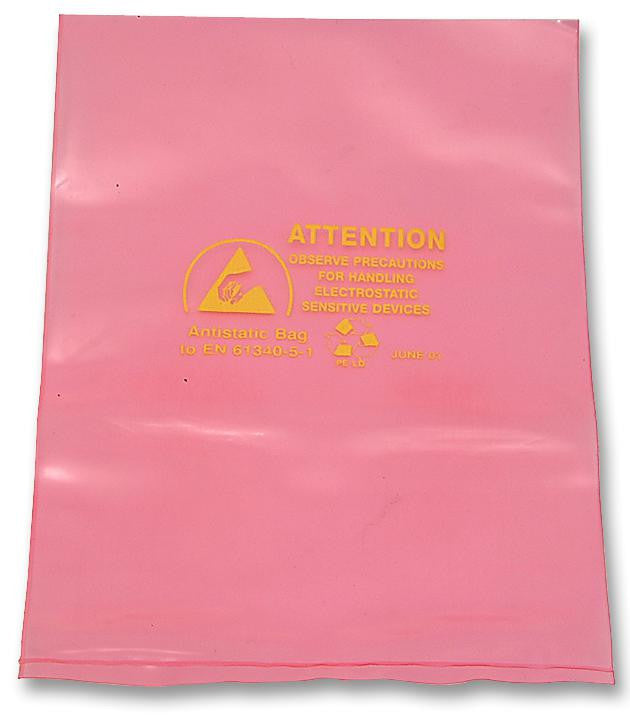MULTICOMP 001-0021F Anti Static Bag, Pink, Open Top, Antistatic Bag, 14 ", 355 mm, 10 ", 254 mm, 75 &micro;m