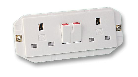 MK 2532WHI 2G 13A Panel Mount Switched Socket Outlet