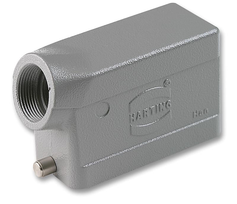 HARTING 0930 016 1540 Heavy Duty Connector Hood, PG21 Side Entry, 2 Pegs, Low Profile, Han B Series, 90&iuml;&iquest;&frac12;, Aluminium Body