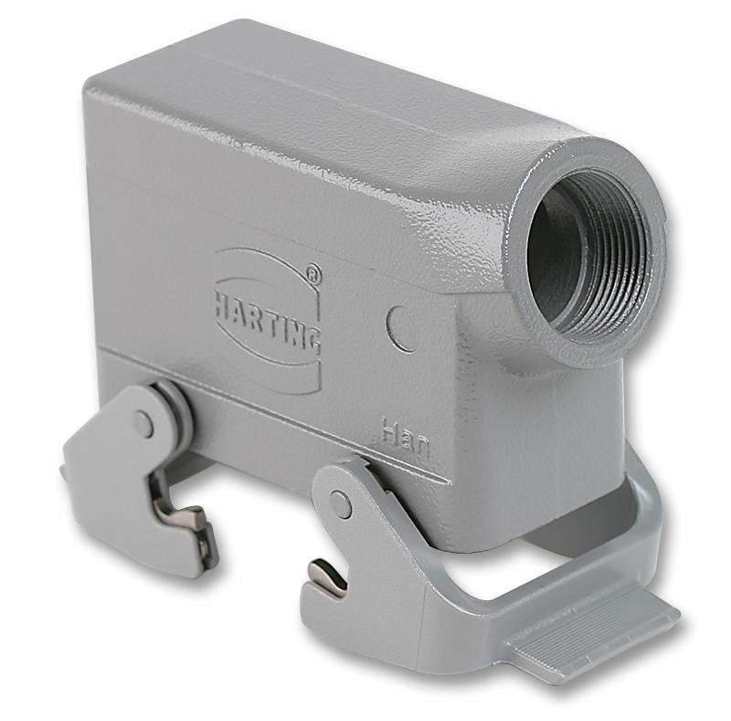 HARTING 09 30 016 1530 Heavy Duty Connector Hood, Coupler, PG21 Side Entry, Low Profile, Han B Series, 90&iuml;&iquest;&frac12;, Aluminium Body