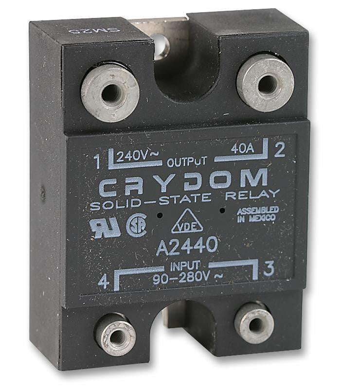 CRYDOM A2440 Solid State Relay, SPST-NO, 40 A, 280 VAC, Panel, Screw, Zero Crossing