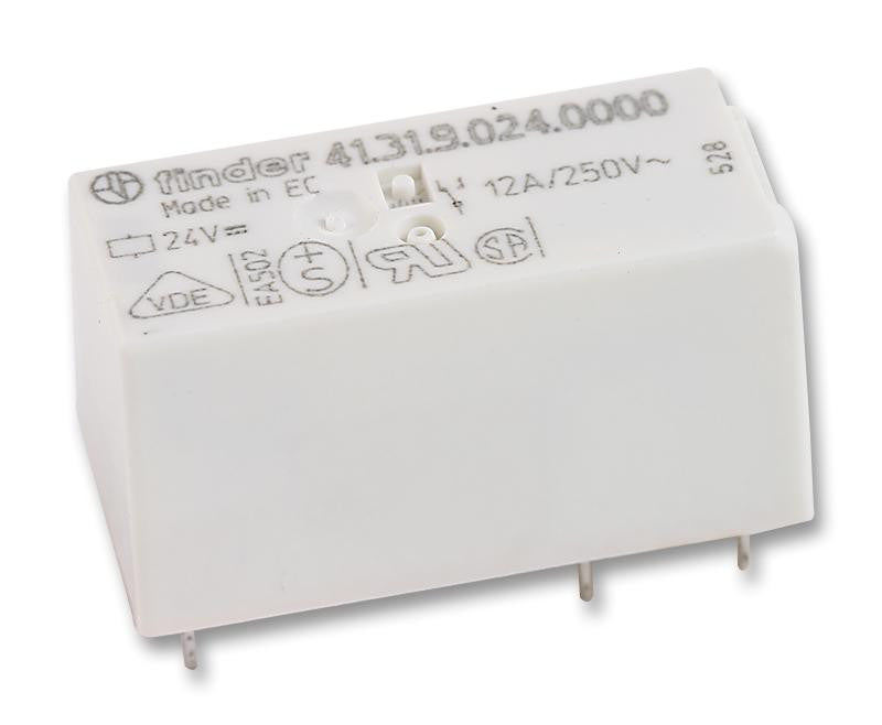 FINDER 41.31.9.024.0010 General Purpose Relay, 41 Series, Power, SPDT, 24 VDC, 12 A