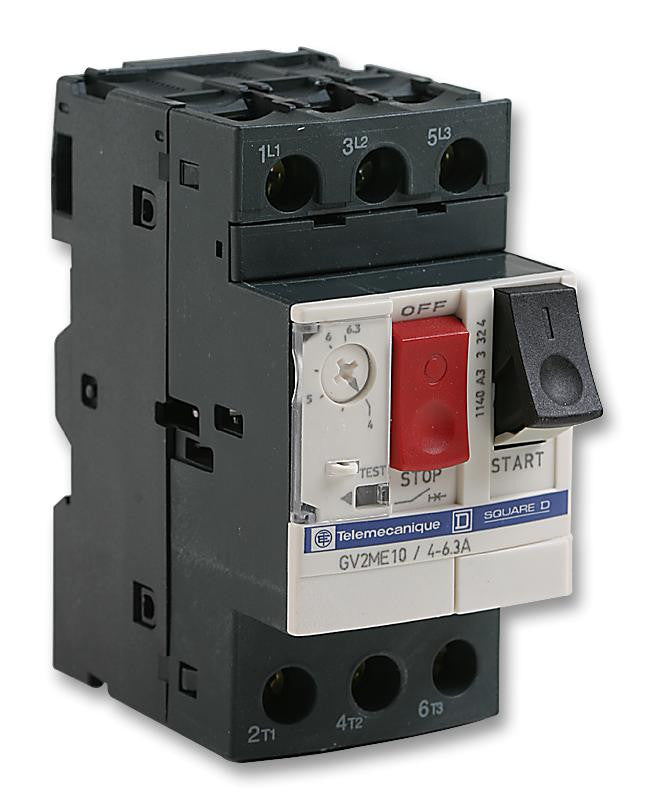 SCHNEIDER ELECTRIC / TELEMECANIQUE GV2ME10 Thermal Magnetic Circuit Breaker, GV2M Series, 690 VAC, 6.3 A, 3 Pole, DIN Rail