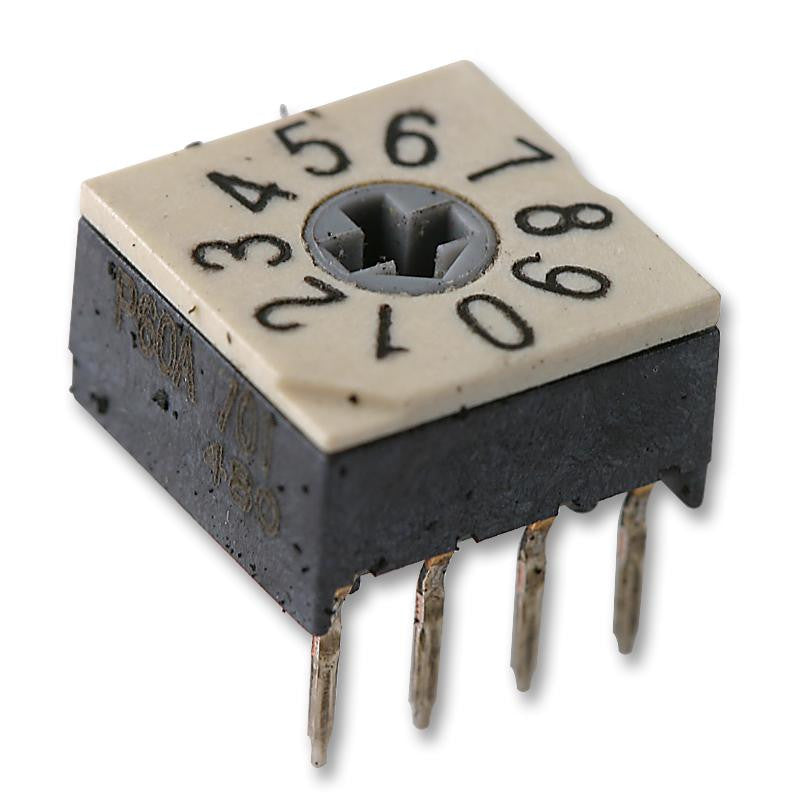 APEM P60A701 Rotary Coded Switch, P60A Series, Through Hole, 10 Position, 24 VDC, BCD, 400 mA